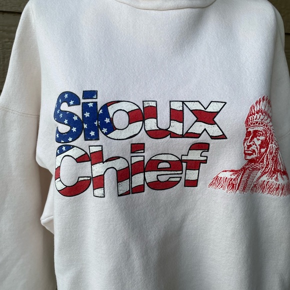 Vintage Tultex Cotton Sioux Chef print Unisex sweatshirt Turtleneck Large - Picture 2 of 12